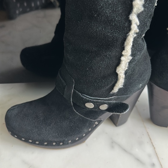 Nine West Vintage America distressed Suede & fleece Knee high boots! Size UK 4! - Picture 15 of 16